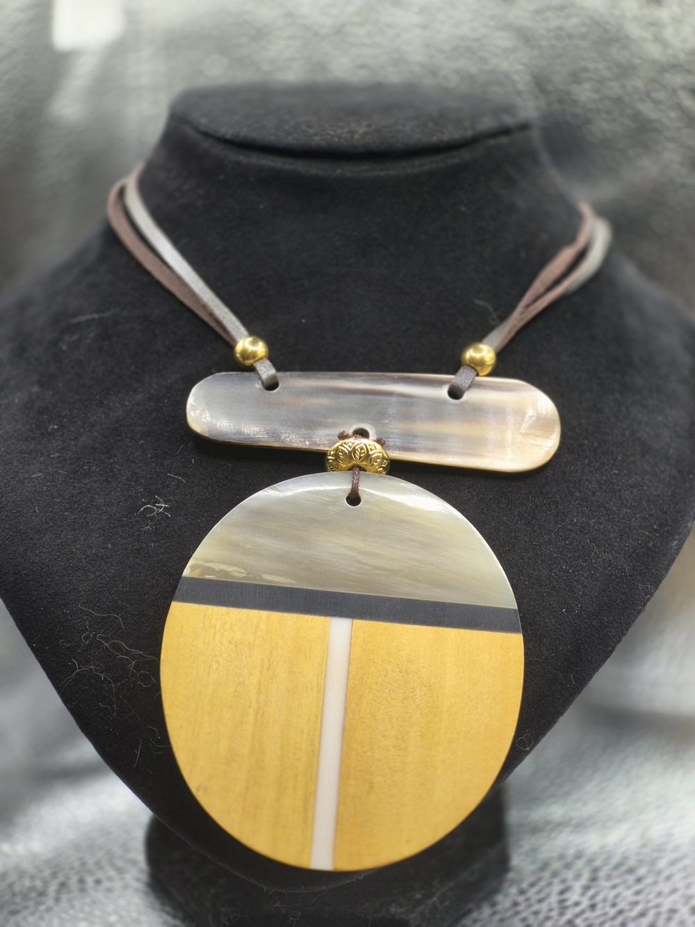 Super Find Natural Buffalo Horn And Wooden Statement Piece